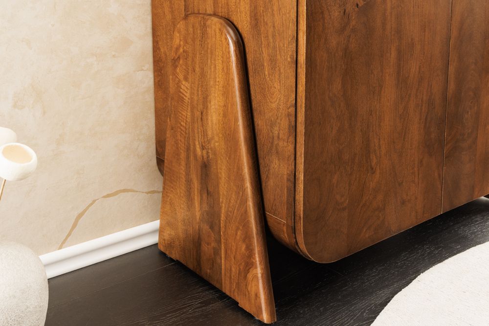 Quadratisches Lowboard BRASIL 75cm braun Mango Massivholz zwei Fächer Schrank