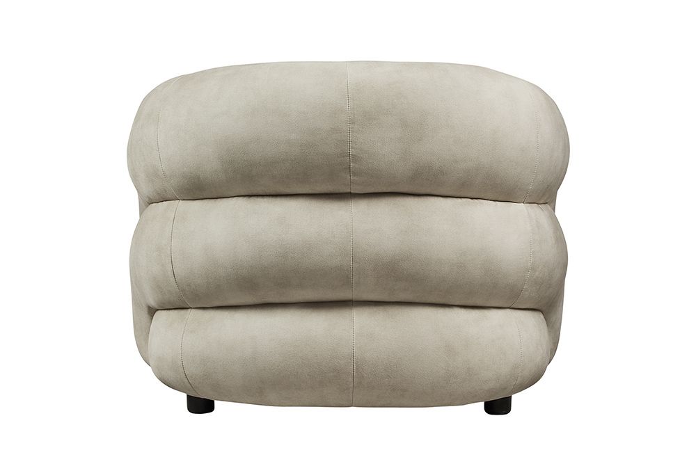 Moderner Design Sessel VOGUE 95cm beige Samt mit Armlehnen und Nosagfederung