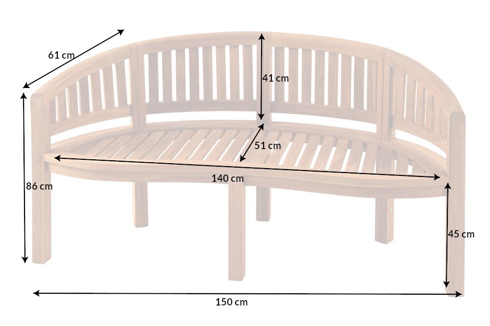 Massive Gartenbank XXL EMPIRE TEAK 150cm natur Teakholz