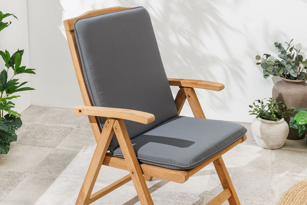 Outdoor Sitzkissen COMFORT LINE 50x100cm anthrazit für Niedriglehner-Stuhl Polsterauflage