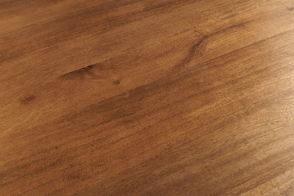 Ovaler Esstisch ART DECO 220cm braun smoked massives Mangoholz mit Säulenfuß