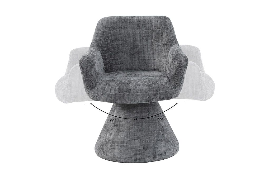 Drehbarer Stuhl AMBIENTO grau Bouclé 180° mit Auto-Return Polsterstuhl