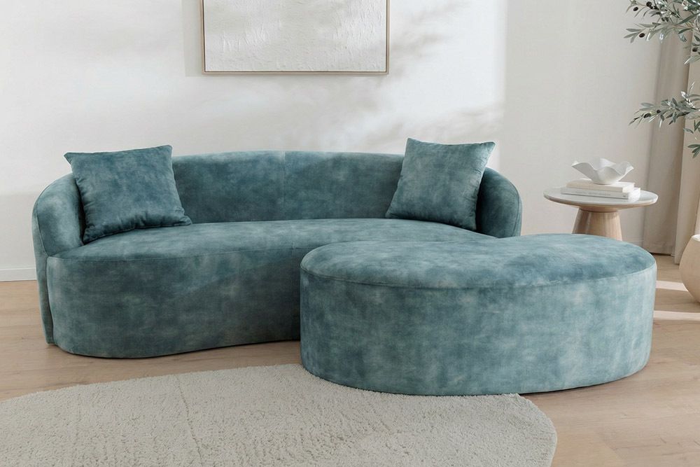 Extravagantes Sofa ELEMENTAL 180cm petrol Samt 2-Sitzer Couch mit Federkern