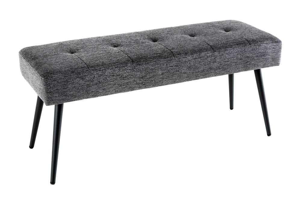 Design Sitzbank BOUTIQUE 100cm grau Strukturstoff Metallbeine schwarz