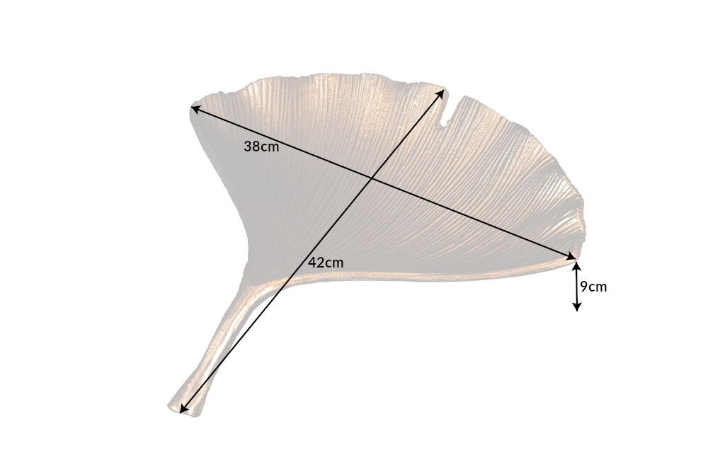 Dekorative Schale GINKGO 45cm gold handmade Metall