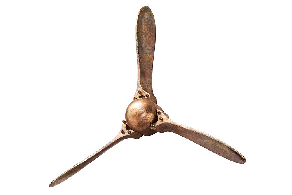 Authentische Wanddekoration SCREW III 60cm kupfer geflammt Flugzeug Propeller