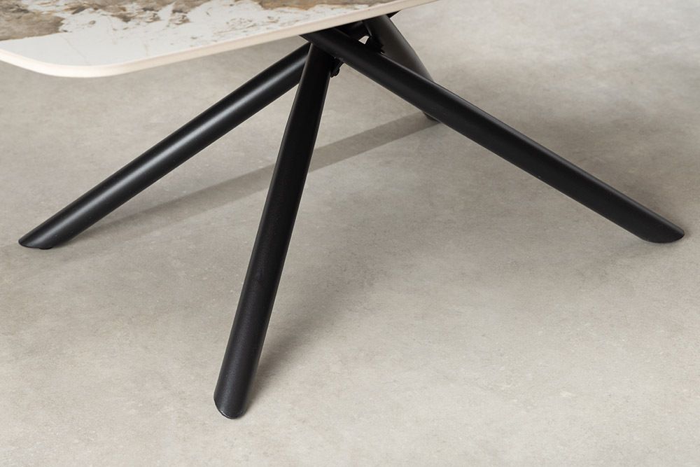 Design Couchtisch OSAKA 110cm weiß schwarz Pandora Keramik mit Sterngestell