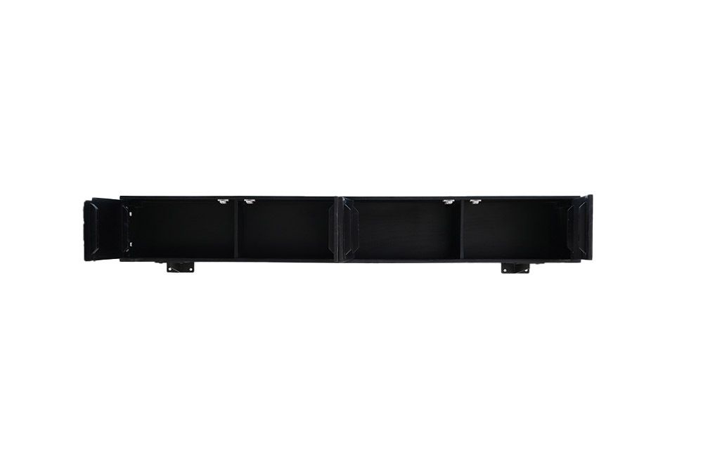 Massivholz TV-Lowboard MOUNTAIN SOUL 200cm Akazie grün bronze hängend Naturstein schwarz