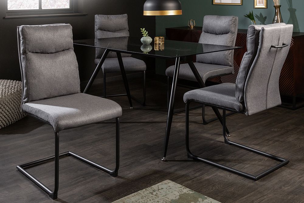 Moderner Freischwinger Stuhl COMFORT grau mit Komfortgriff