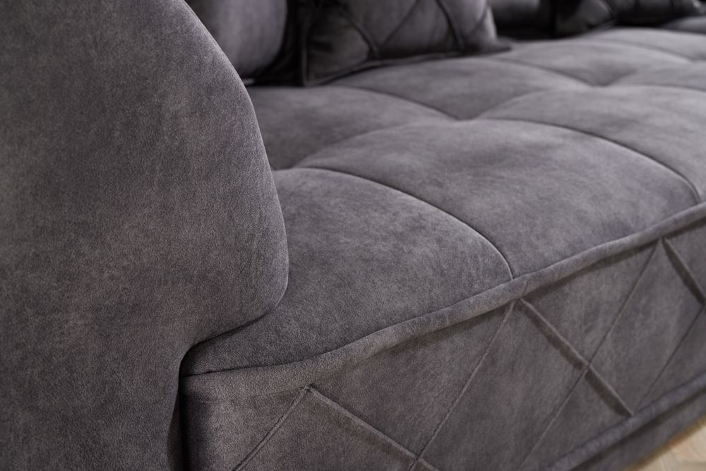 Modernes XXL Ecksofa DECADENCIA 320cm dunkelgrau Samt inkl. Kissen Bigsofa