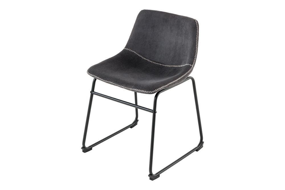 Industrial Design Stuhl DJANGO grau Cord mit Metallgestell