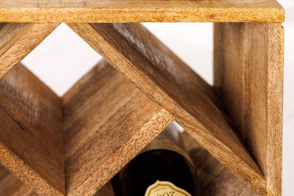 Massivholz Weinregal CUBUS 40cm Mango handmade Beistelltisch