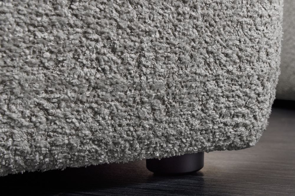 Moderner Hocker ROYAL 120cm grau Bouclé Federkern Sitzhocker Fußhocker