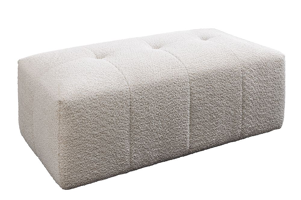 Moderner Hocker ROYAL 120cm champagner beige Bouclé Federkern Sitzhocker