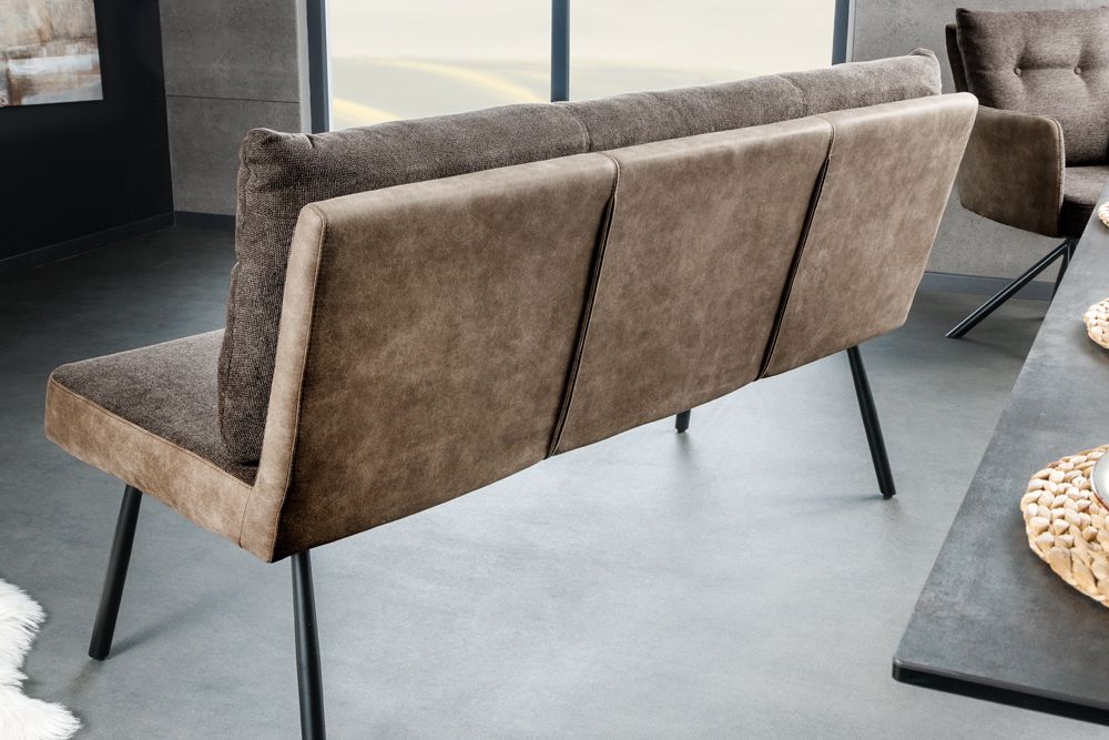 Moderne Sitzbank BIG GEORGE 160cm taupe Flachgewebe Taschenfederkern schwarz