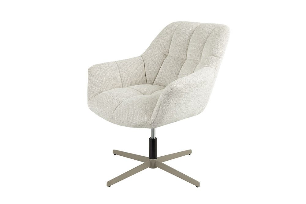 Drehbarer Design Sessel PAPILLON beige Bouclé Tweed soft 360° Metall höhenverstellbar