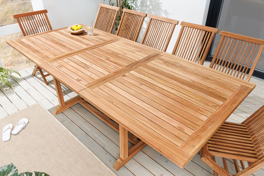 Ausziehbarer Gartentisch EMPIRE TEAK 170-230cm natur Teakholz massiv wetterfest