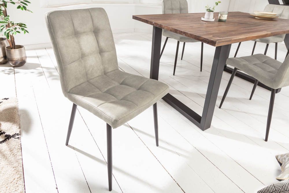 Retro Design Stuhl MODENA stone grau mit Ziersteppung