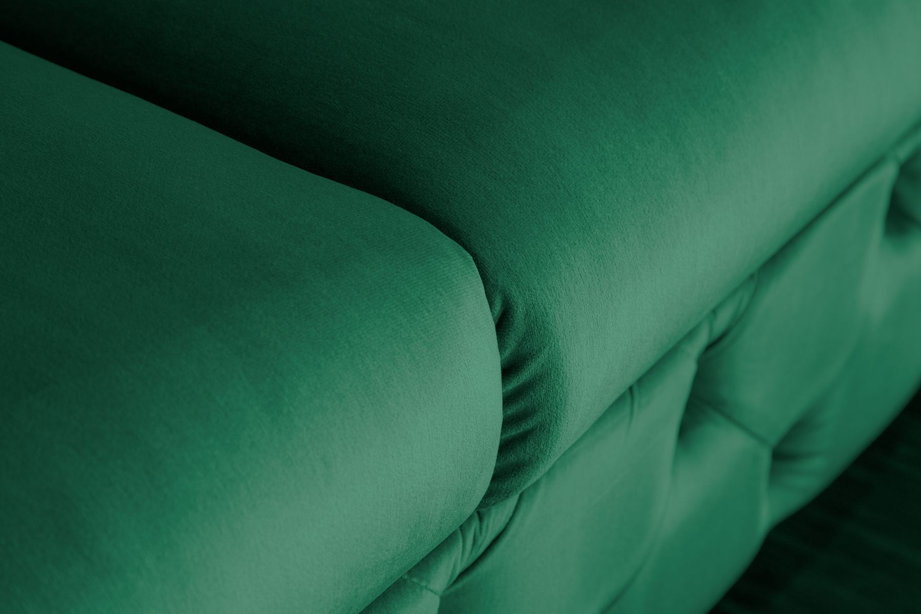 Chesterfield 3-Sitzer Sofa MODERN BAROCK 235cm smaragdgrün Samt Federkern gold Metallfüße