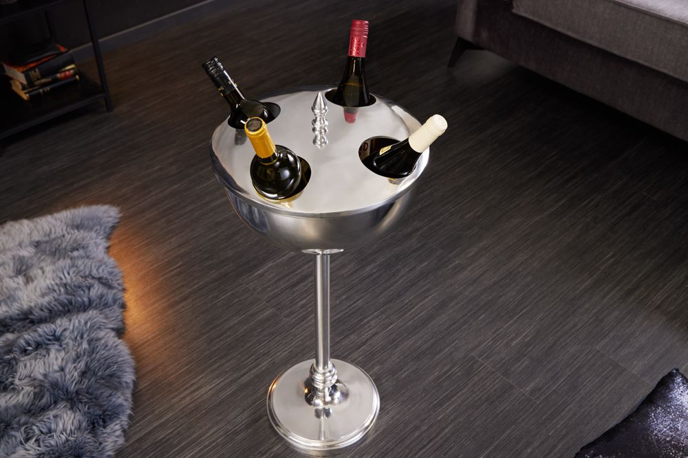 Dekorativer Weinkühler VINO 80cm silber handmade Metall Flaschenkühler Sektkühler