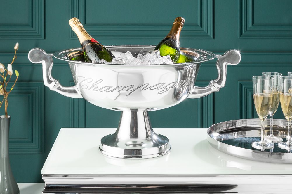 Exklusiver Sektkühler CHAMPAGNE 65cm silber poliert Flaschenkühler