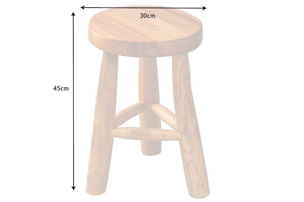 Massivholz Hocker BALI 45cm natur rund Teakholz Beistelltisch Sitzhocker Nachttisch