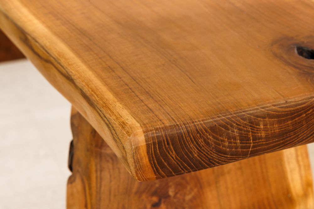Massivholz Bank ROOT 100cm braun natur Teak Baumstamm