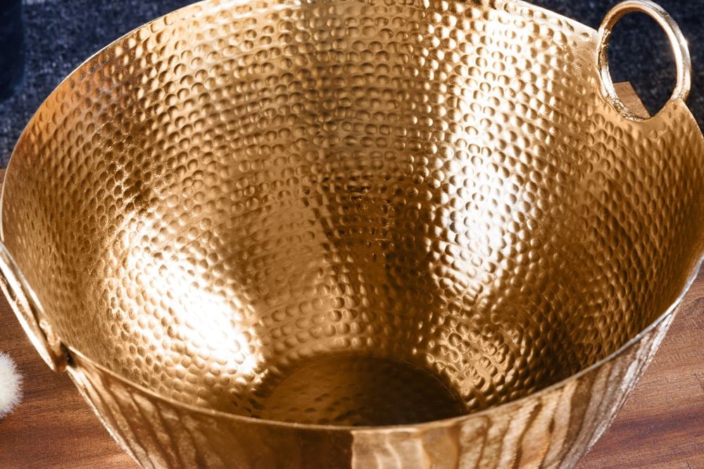 Handgearbeitete Deko Schale ORIENT 40cm gold Metall Hammerschlag Design