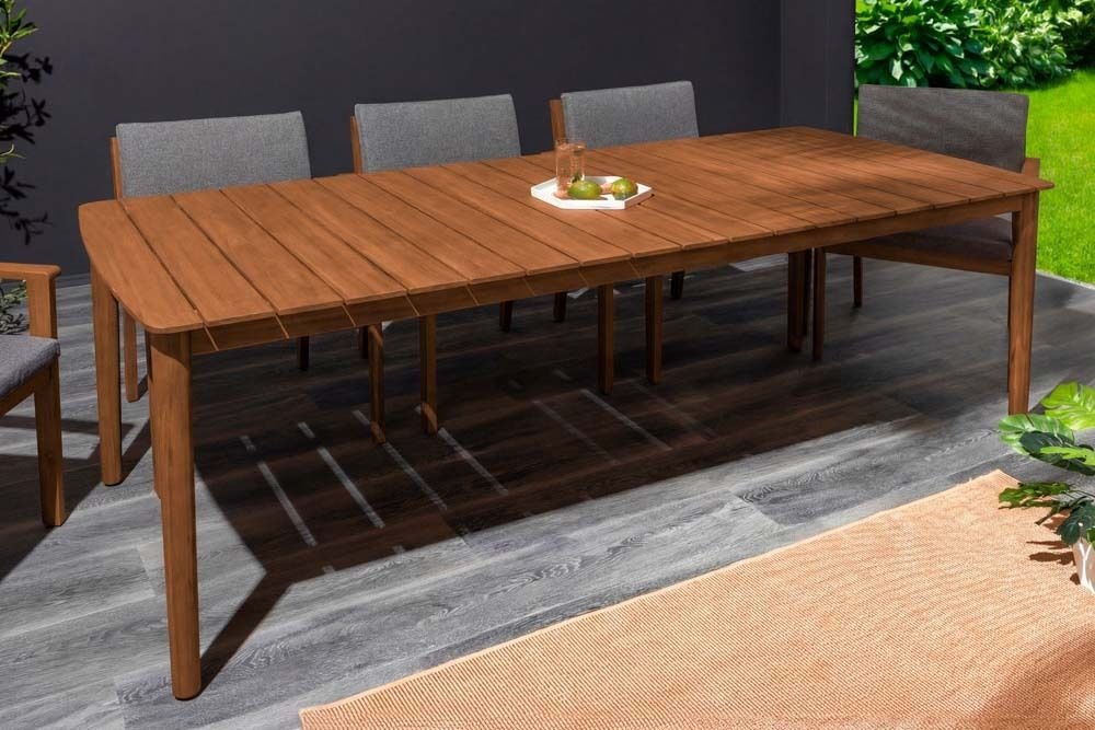 Wetterfester Gartentisch KOPENHAGEN 220cm braun Akazie honey finish Massivholz Outdoor