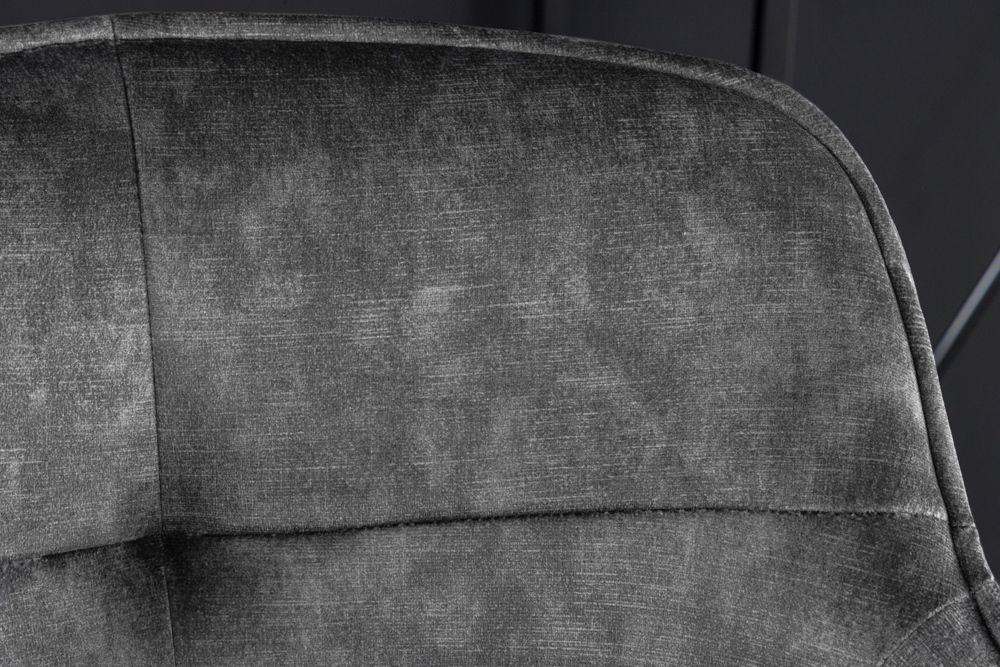 Design Barhocker EUPHORIA grau Samt schwarze Metallbeine Barstuhl mit Lehne