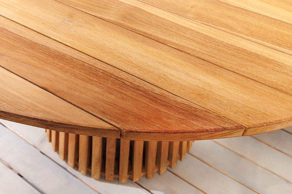 Runder Esstisch EMPIRE TEAK 120cm braun Teakholz Indoor Outdoor wetterfest