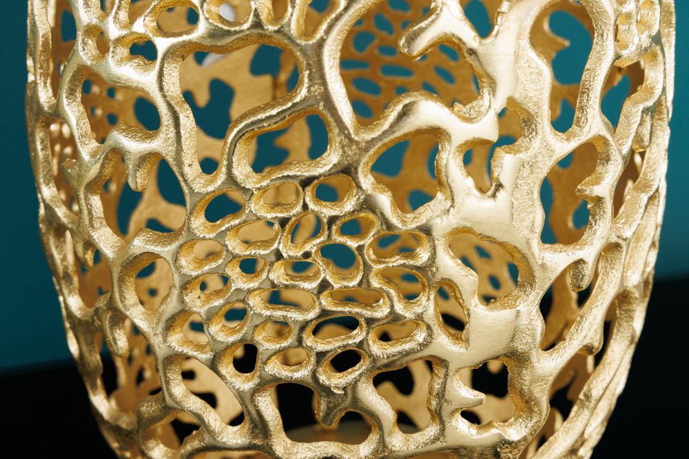 Filigrane Design Vase ABSTRACT LEAF gold 50cm Handarbeit