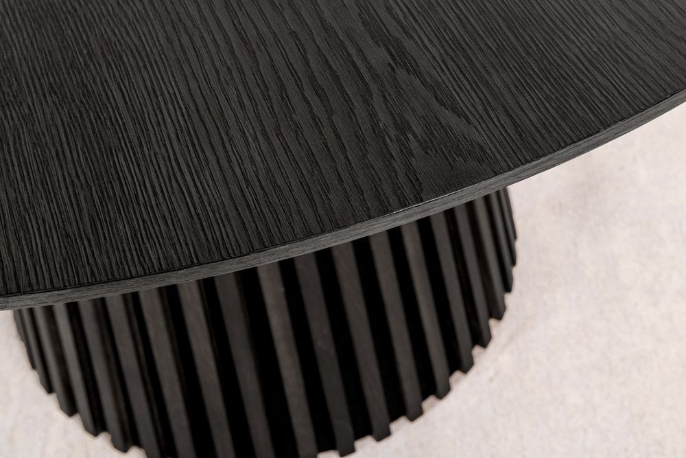 Runder Esstisch VALHALLA WOOD 120cm schwarz Eichenholz Säulenfuß