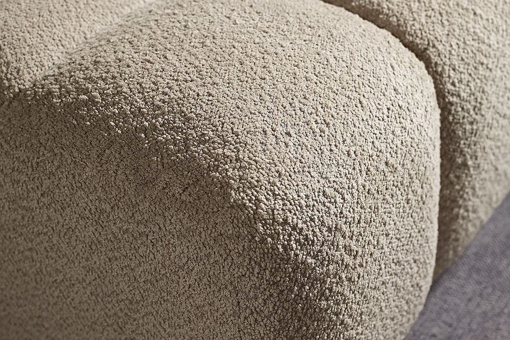 Moderner Hocker CLOUD 100cm champagner greige Bouclé Federkern Fußhocker Sitzhocker