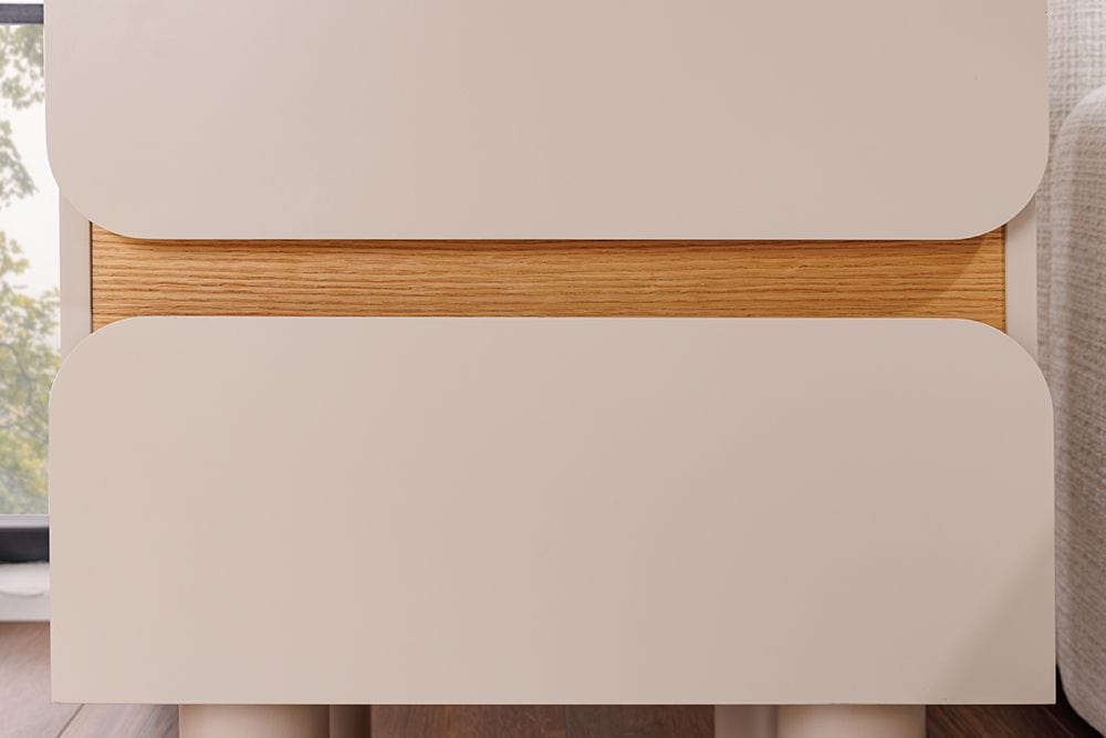 Design Nachtschrank COSMO 60cm cashmere weiß Eiche zwei Schubladen