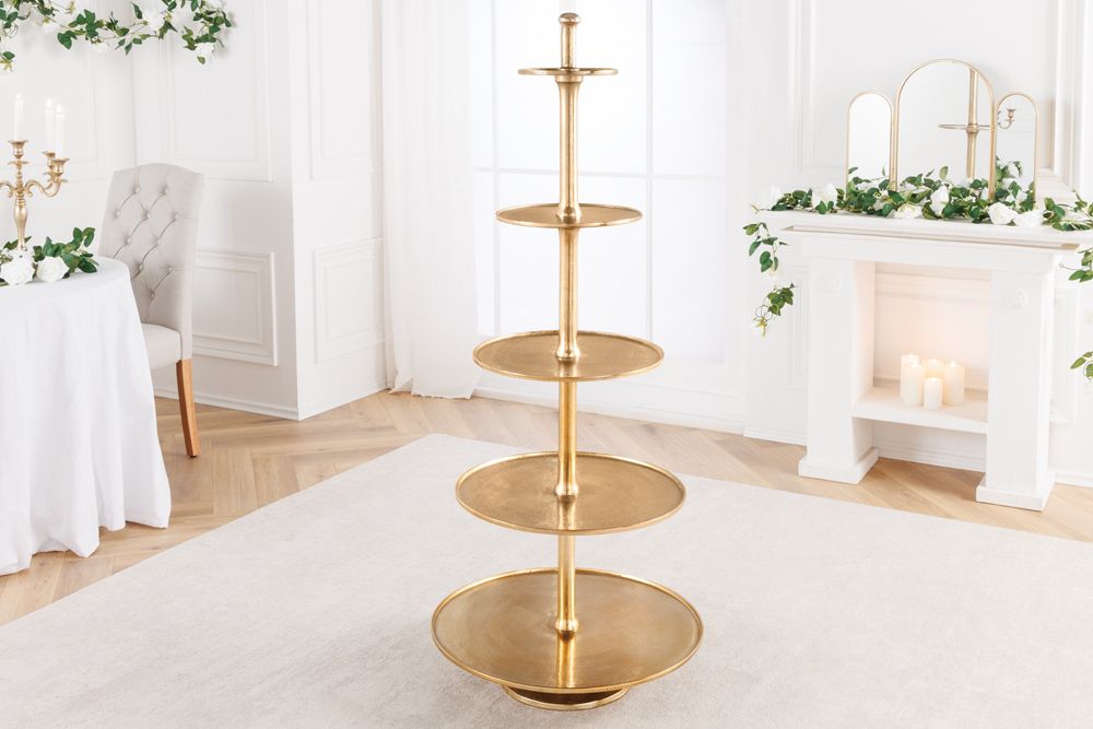 Design XXL Etagere ABSTRACT 150cm gold Metall mit fünf Etagen handmade