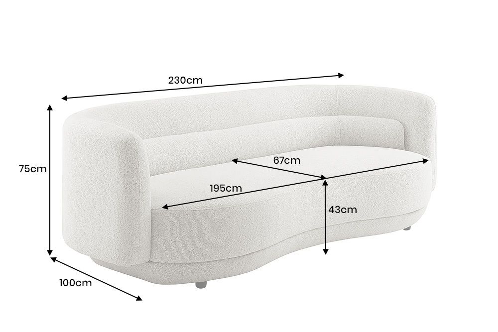 Design Sofa GATSBY 230cm beige Chenille Federkern 3-Sitzer Couch Rundum-Bezug