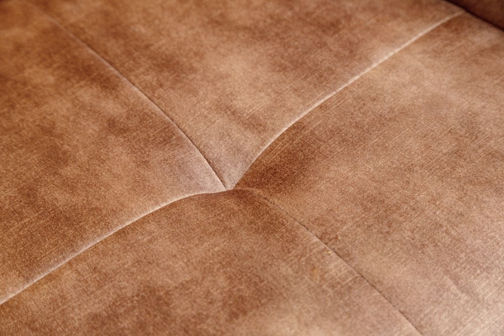 Drehbarer Design Stuhl EUPHORIA rost braun Samt mit Armlehne Metallgestell schwarz