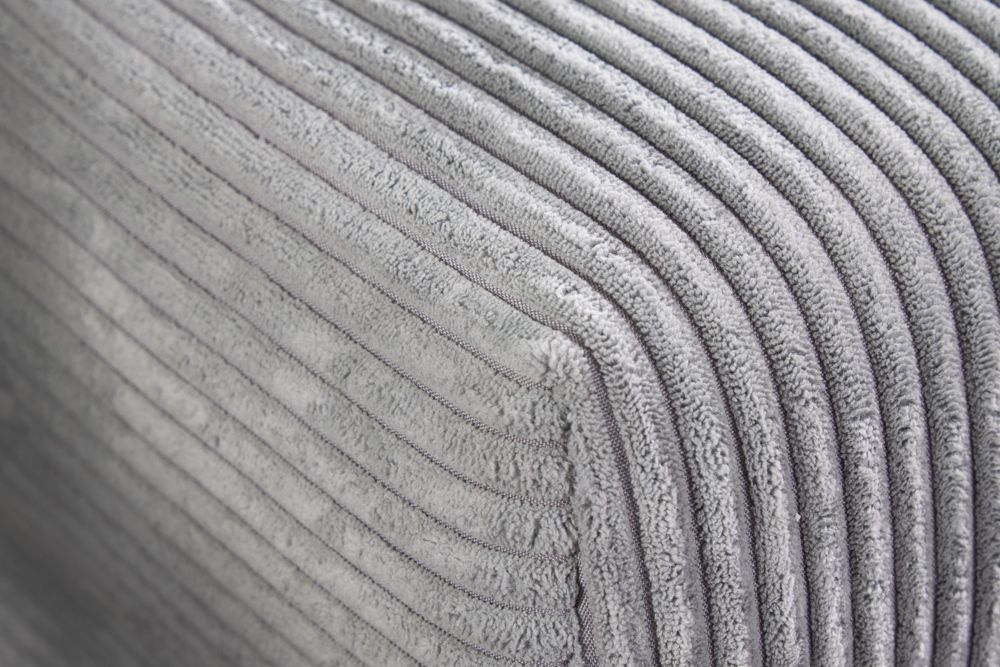 Modernes Ecksofa KENT 220cm hellgrau Cord inkl. Hocker Federkern L-Form Wohnlandschaft