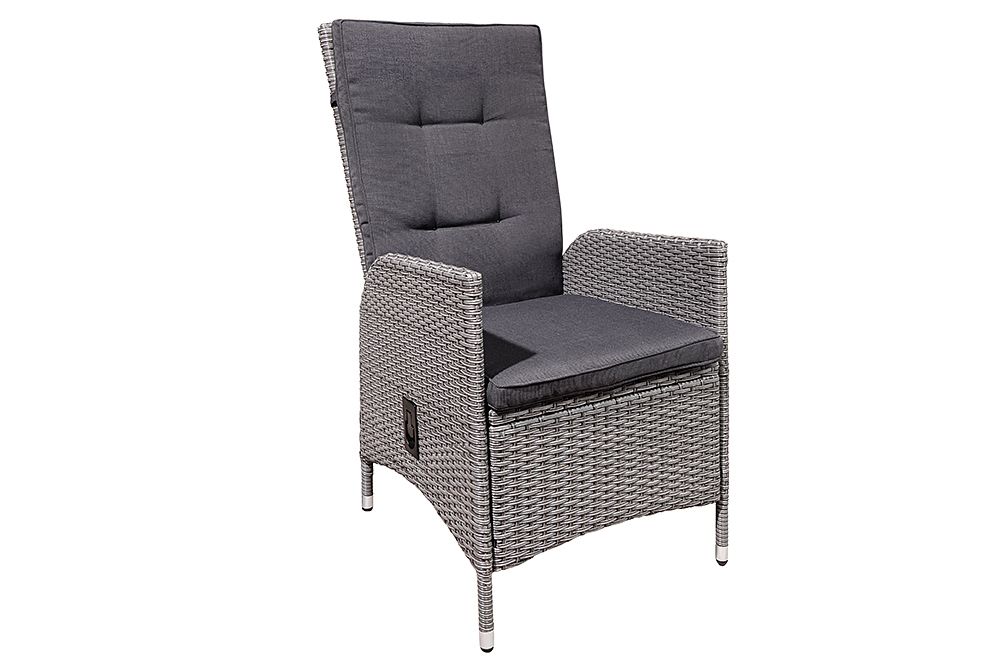 Outdoor Gartenstuhl SYLT grau Polyrattan Hochlehner mit Armlehne verstellbar wetterfest