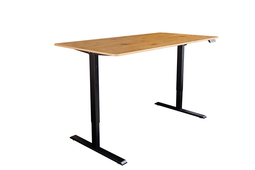 Höhenverstellbarer Schreibtisch OAK DESK 120cm natur Eiche schwarz Metall