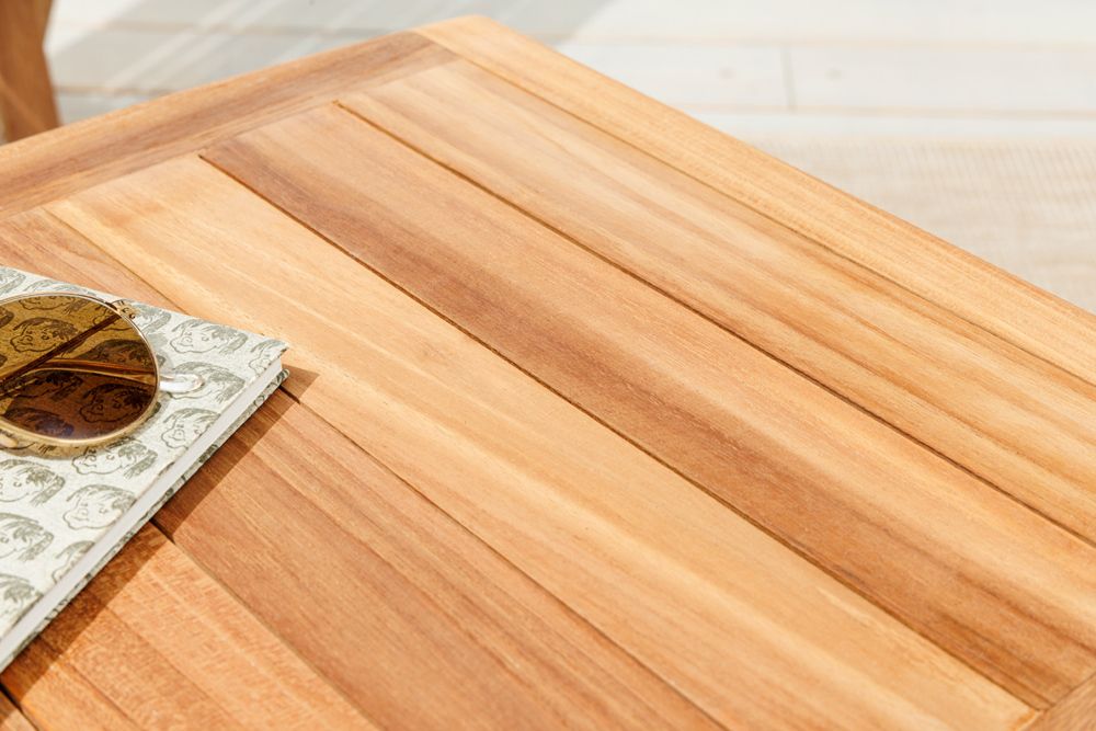 Massiver Beistelltisch EMPIRE TEAK 45cm natur Teakholz wetterfest