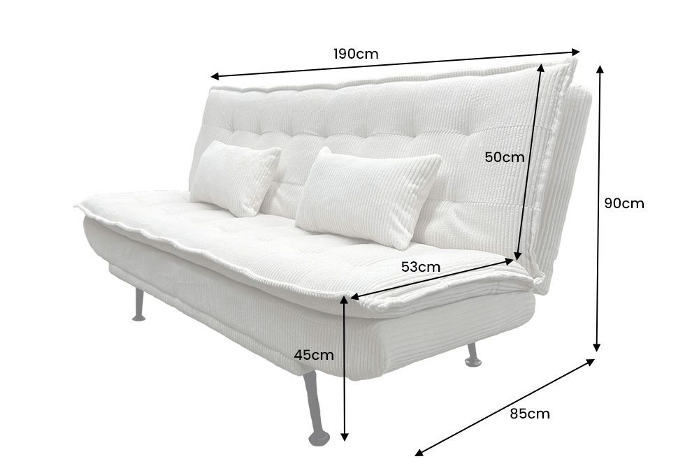 Modernes Schlafsofa JAZZ 190cm beige Cord 3-Sitzer Couch