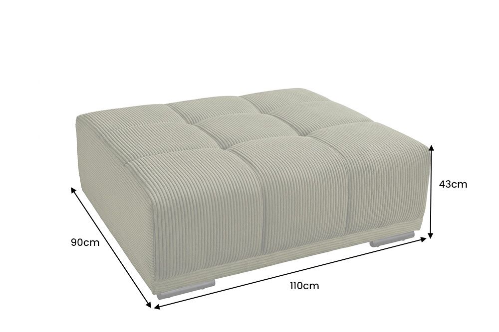 Moderner Hocker ELEGANCIA 110cm grün Cord mit Ziersteppung