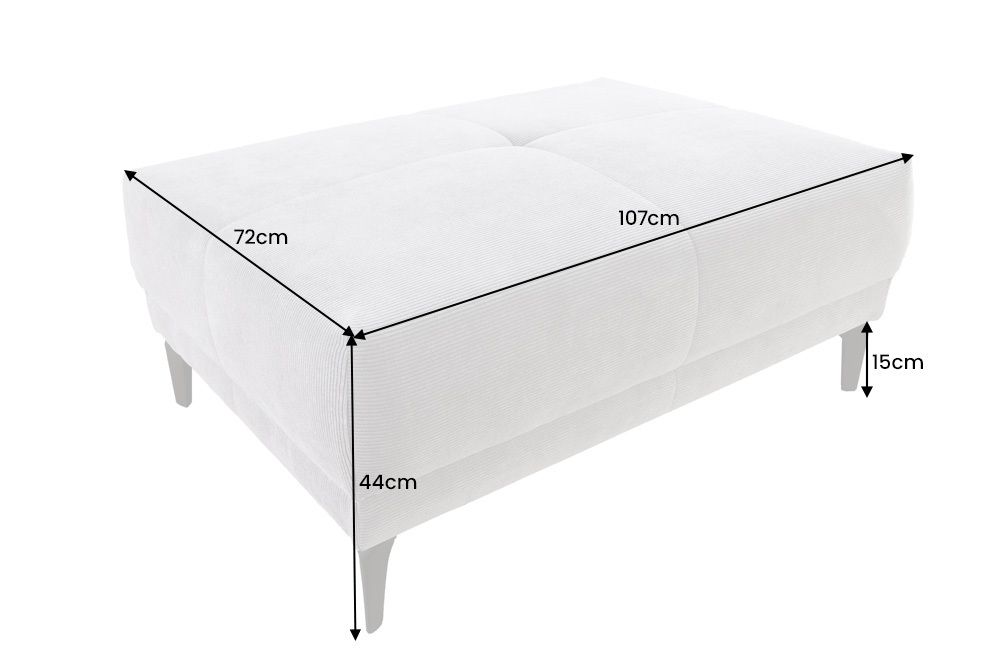 Moderner Sitzhocker DESIGNO 110cm beige Cord Metallfüße