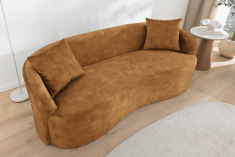 Extravagantes Sofa ELEMENTAL 180cm senfgelb Samt 2-Sitzer Couch Federkern
