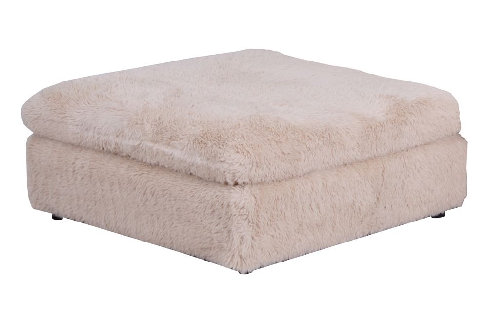 Großer Sitzhocker YETI 100cm beige sand Shaggy-Stoff langfloriger Plüsch Sofahocker