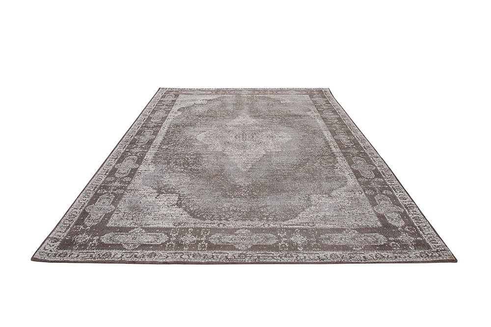 Orientalischer Baumwoll-Teppich PURE UNIQUE 240x160cm hellgrau geometrische Muster