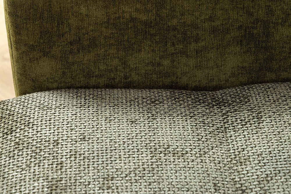 Ecksofa KENT 220cm grün Bicolor Chenille Federkern inkl. Hocker und Kissen