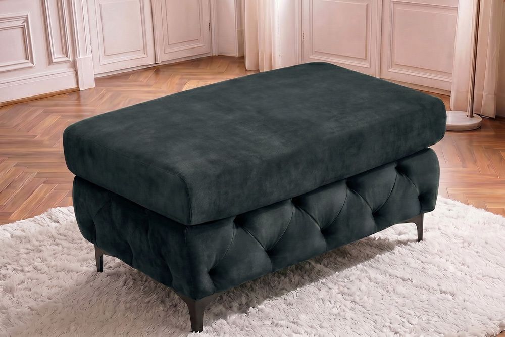 Chesterfield Sitzhocker MODERN BAROCK 95cm petrol Samt Fußhocker